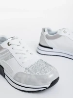 Дамски спортни обувки бели  от текстил и екологична кожа Ravenna