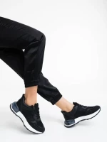 Дамски спортни обувки черни  от екологична кожа и текстил Romessa