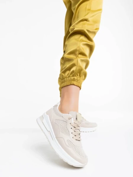 Дамски спортни обувки бежови от екологична кожа Rachana