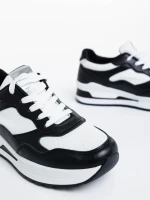 Дамски спортни обувки черни с бяло от екологична кожа Rachana