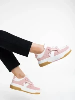 Дамски спортни обувки бели с розово  от екологична кожа Rheia