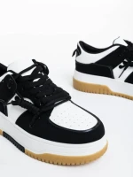 Дамски спортни обувки бели с черно от екологична кожа Rheia