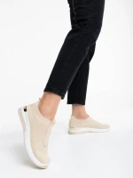 Дамски спортни обувки светло бежови от текстилен материал Romeya