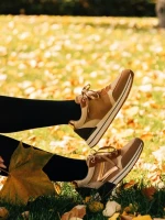 Дамски спортни обувки каки от екологична материя и кожа Ravenna