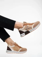 Дамски спортни обувки каки от екологична материя и кожа Ravenna