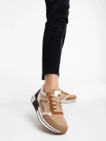 Дамски спортни обувки каки от екологична материя и кожа Ravenna