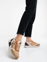 Дамски спортни обувки каки от екологична материя и кожа Ravenna