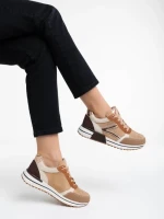 Дамски спортни обувки каки от екологична материя и кожа Ravenna