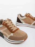 Дамски спортни обувки каки от екологична материя и кожа Ravenna