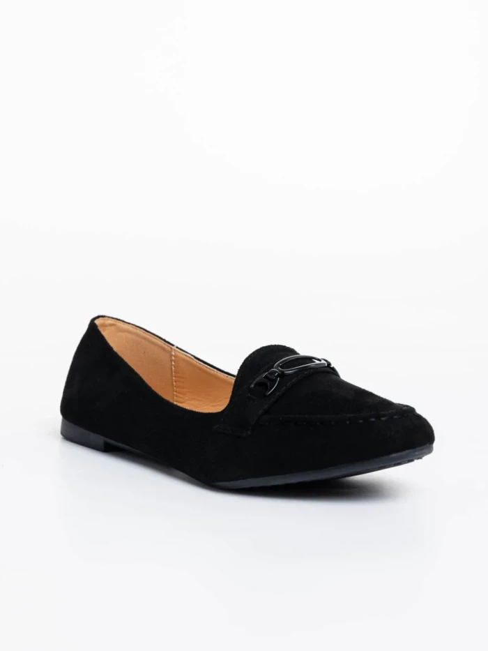Дамски мокасини черни от текстилен материал Ritanya