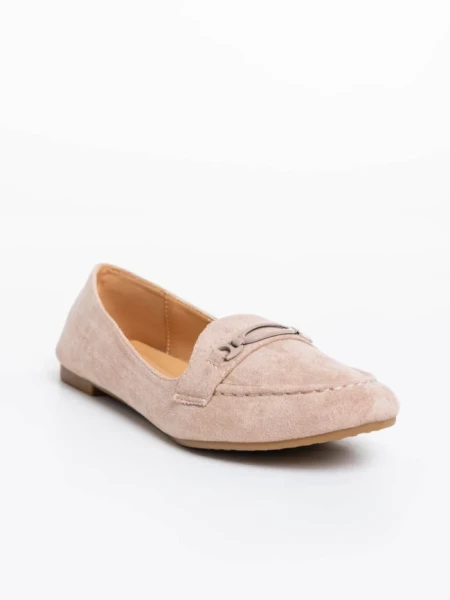 Дамски мокасини бежови от текстилен материал Ritanya