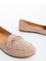 Дамски мокасини бежови от текстилен материал Ritanya