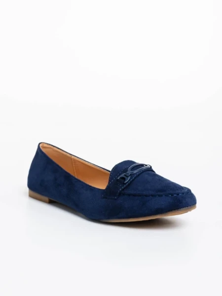 Дамски мокасини сини от текстилен материал Ritanya
