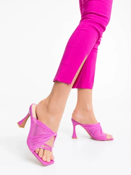 Дамско сабо циклама от екологична кожа и текстилен материал Shamyla