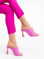 Дамско сабо циклама от екологична кожа и текстилен материал Shamyla