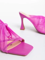 Дамско сабо циклама от екологична кожа и текстилен материал Shamyla