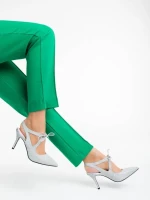 Дамски обувки сребристи от текстилен материал Shaira