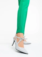 Дамски обувки сребристи от текстилен материал Shaira