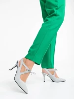 Дамски обувки сребристи от текстилен материал Shaira