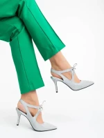 Дамски обувки сребристи от текстилен материал Shaira