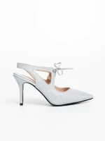 Дамски обувки сребристи от текстилен материал Shaira