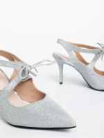 Дамски обувки сребристи от текстилен материал Shaira
