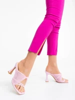 Дамско сабо розово от екологична кожа и текстилен материал Shamyla