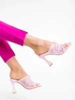 Дамско сабо розово от екологична кожа и текстилен материал Shamyla