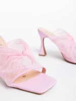 Дамско сабо розово от екологична кожа и текстилен материал Shamyla