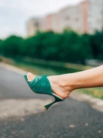 Дамско сабо зелено от екологична кожа и текстилен материал Shamyla