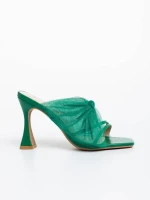 Дамско сабо зелено от екологична кожа и текстилен материал Shamyla