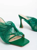 Дамско сабо зелено от екологична кожа и текстилен материал Shamyla