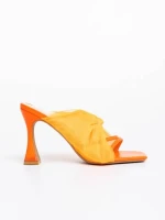 Дамско сабо оранжево от екологична кожа и текстилен материал Shamyla