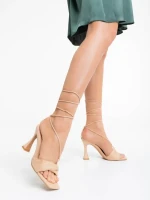 Дамски сандали телесен цвят от текстилен материал Shadia