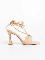 Дамски сандали телесен цвят от текстилен материал Shadia