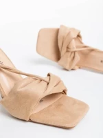 Дамски сандали телесен цвят от текстилен материал Shadia