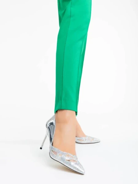 Дамски обувки сребристи от текстилен материал Shaneka