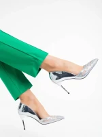 Дамски обувки сребристи от текстилен материал Shaneka