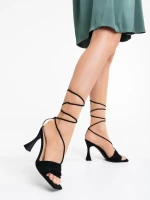 Дамски сандали черни от текстилен материал Shadia