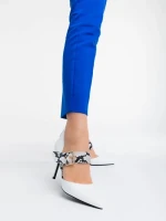 Дамски обувки с ток бели  от екологична кожа Simrita