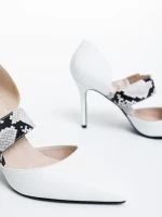 Дамски обувки с ток бели  от екологична кожа Simrita