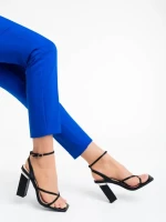 Дамски сандали черни от екологична кожа Sandora