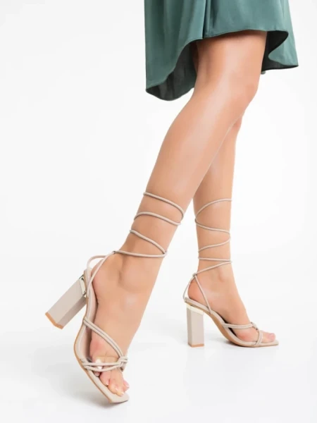 Дамски сандали бежови от екологична кожа Syrena