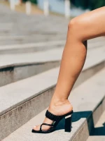 Дамско сабо черни от екологична кожа Sabira