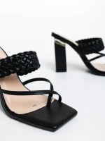 Дамско сабо черни от екологична кожа Sabira