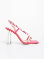 Дамски сандали розови от текстилен материал Shakia