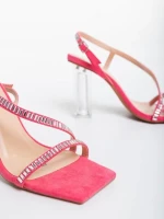 Дамски сандали розови от текстилен материал Shakia