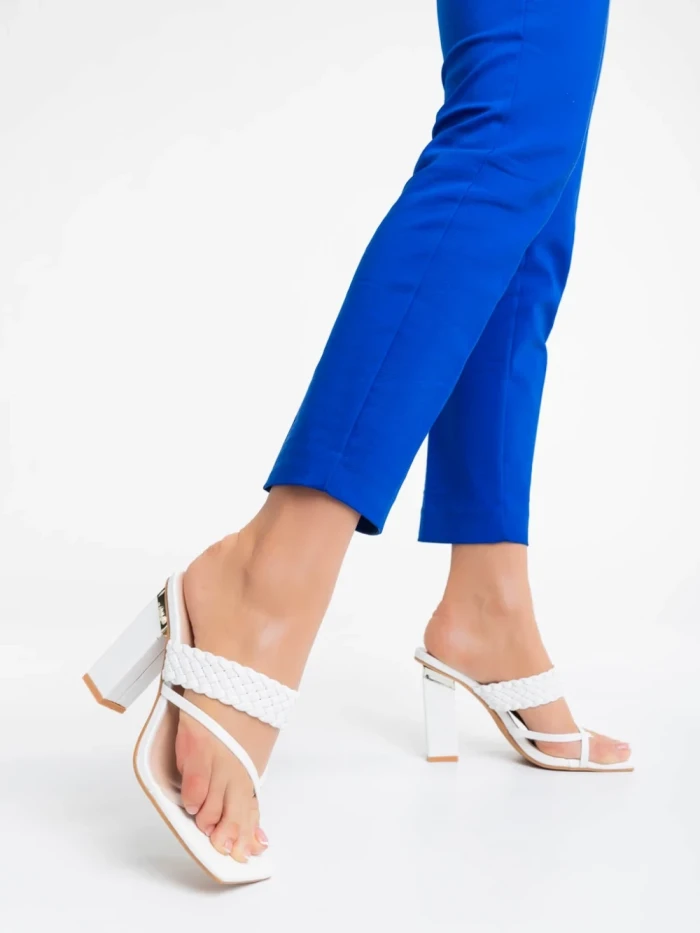 Дамско сабо бели от екологична кожа Sabira