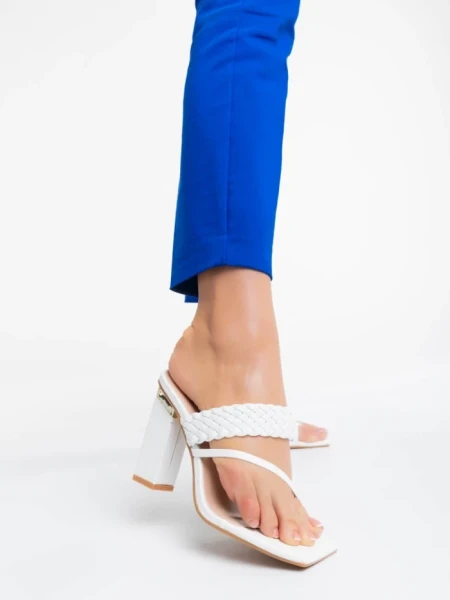 Дамско сабо бели от екологична кожа Sabira