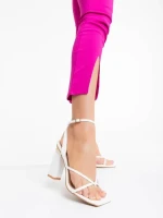 Дамски сандали бели от екологична кожа Sandora